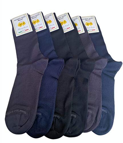 Lucchetti Socks Milano 6 paia calze uomo CORTE cotone filo di scozia elasticizzato estive in fantasia (Taglia Unica, 2 Nero 2 Blu 2 Antracite)