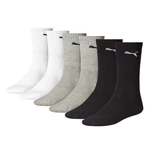 Puma Sportsocken Cush Crew 6p Calzini Sportivi, Multicolore (Grey/White/Black), 35-38 Unisex Adulto (Pacco da 6)