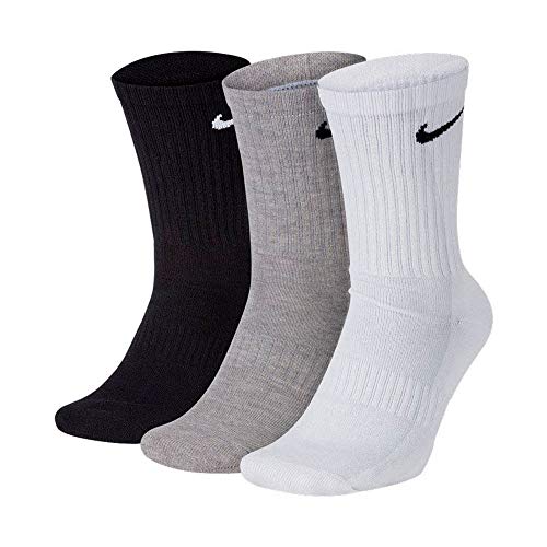 Nike Calzini “U NK Everyday Cush Crew”, di colore bianco, nero e grigio, in confezione da 3 paia Bianco/Grigio/Grigio 42-46