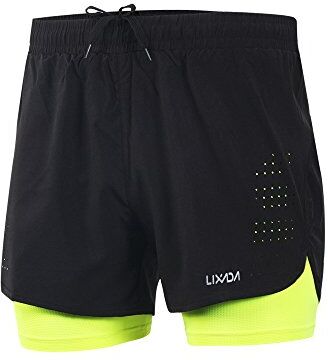 Lixada Pantaloncini da Running da Uomo, Pantaloncini da Corsa 2 in 1, Asciugatura Rapida, Allenamento Attivo Traspirante, Pantaloncini da Ciclismo da Jogging da Corsa con Fodera più Lunga