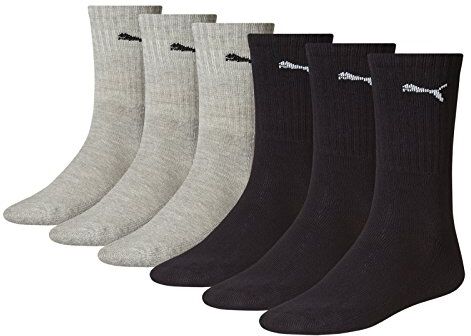 Puma Sportsocken Cush Crew 6p Calzini Sportivi, Multicolore (Nero/Grigio), 35-38 Unisex Adulto (Pacco da 6)