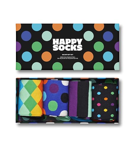 Happy Socks 4-pack Big Dot Gift Box, Calzini Uomo, Blue/Red, 36-40 confezione da 4