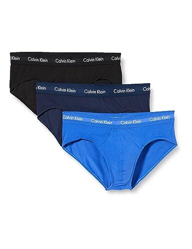 Calvin Klein Uomo Hip Brief 3Pk, Black/BlueShadow/CobaltWater DTM WB, L
