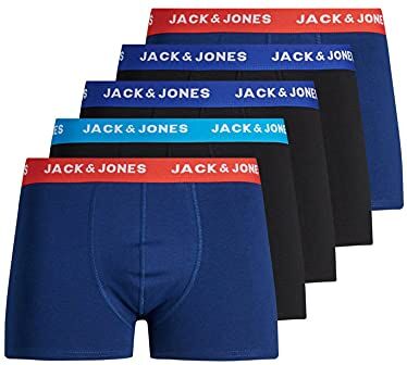 Jack & Jones JacLee Trunks 5 Pack Boxer, Blu (Surft The Web/Estate Blue/Blue Jewel), X-Large (Pacco da 5) Uomo