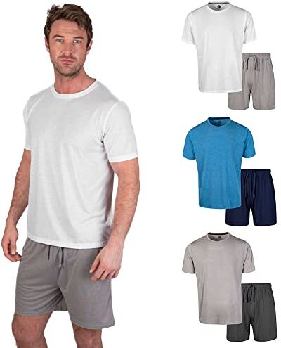 Light & Shade Set Pigiama Uomo con Top a Girocollo e Pantaloncini Corti, Bianco/Grigio Marl, S