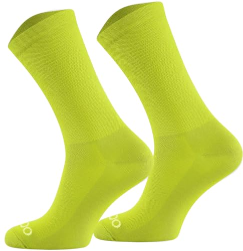 TODO Calze da ciclismo uomo e donna, traspiranti, per bici da corsa, calze da ciclismo, da uomo, con motivo anche calze da corsa., Neon G, 43-46