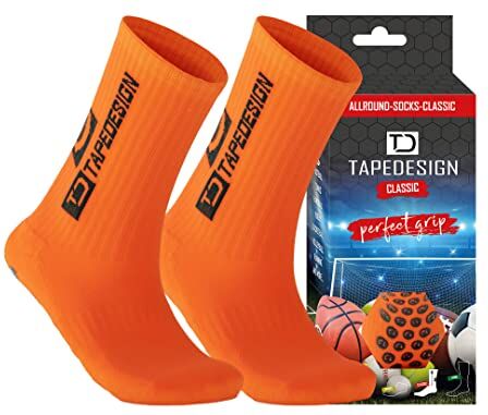 Tapedesign "Classic 1 Paia Arancione Calze Antiscivolo Uomo Donna Calze Calcio (37-48) Calzini Antiscivolo Grip Socks Calzini Grip Calcio Calze Sportive Football Socks Calzettoni Calcio