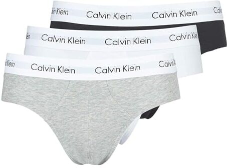 Calvin Klein Slip Hipster Uomo Confezione da 3 Cotone Elasticizzato, Multicolore (Black/White/Grey Heather), S