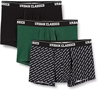 Urban Classics Boxer-Confezione da 3 Pantaloncino, Verde Scuro + Nero + Marchio AOP, XXL (Pacco da 3) Uomo