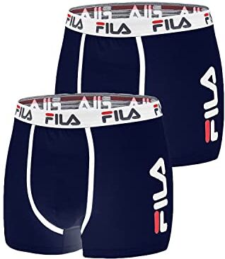 Fila Boxer Uomo Cotone, Mutande Uomo Traspirante, Maglia Ventilata, Set di 2, Blu, Taglie S