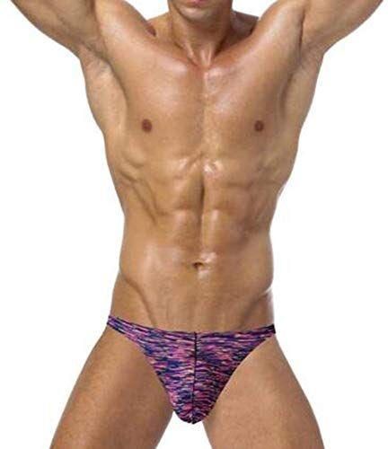 Onloo Slip da uomo, perizoma in seta ghiaccio a forma di U, sexy alla moda, mutandine a vita bassa, traspirante, biancheria intima estiva multicolore