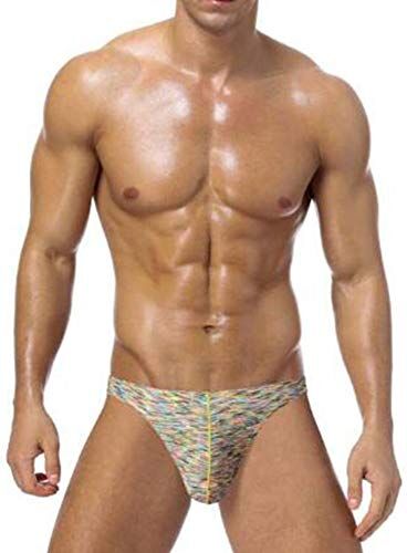 Onloo Slip da uomo, perizoma in seta ghiaccio a forma di U, sexy alla moda, mutandine a vita bassa, traspirante, biancheria intima estiva multicolore