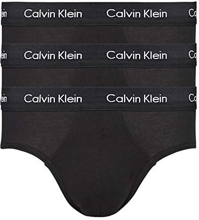 Calvin Klein 3p Hip Brief Slip, Nero (Black/Black WB 100), M (Pacco da 3) Uomo