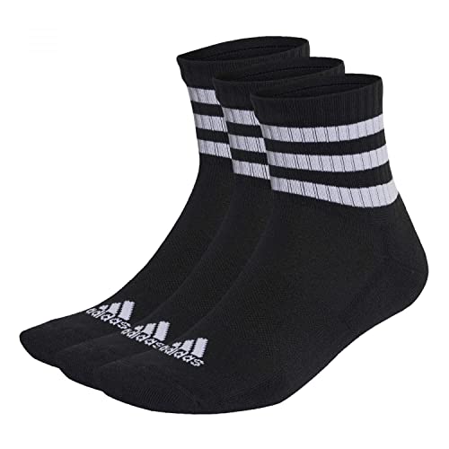 Adidas 3-stripes Cushioned Sportswear Mid-cut 3 Pairs Socks Calzini, Black/White, 40-42 Unisex Adulto