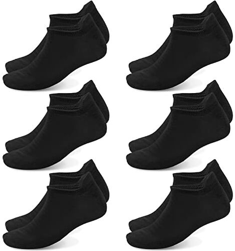 Poligono Calzini Uomo e Donna,Fantasmini Invisibili Leggero e morbido,Calze Corte Cotone Traspirante Sportive,Calzini Unisex Comodo Aderente,Pacco da 6,Nero,47-50