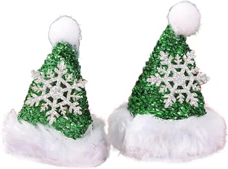 lxuebaix Copricapo da Babbo Natale con fermaglio per capelli glitterato Copricapo natalizio con cappello a cono con fiocco di neve glitterato Puntelli per foto dei cartoni animati