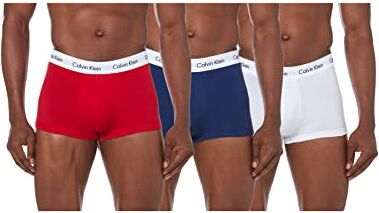 Calvin Klein Low Rise Trunk 3pk 0000u2664g, Boxer a vita bassa Uomo, Multicolore (White/Red Ginger/Pyro Blue), XL