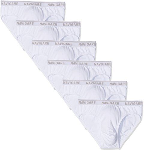 Navigare 574/E Slip, Bianco, Small (Taglia produttore:3), Pacco da 6, Uomo