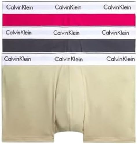 Calvin Klein Boxer Uomo Confezione da 3 Cotone Elasticizzato, Multicolore (Virtual Red, Iron Gate, Eucalyptus), XL