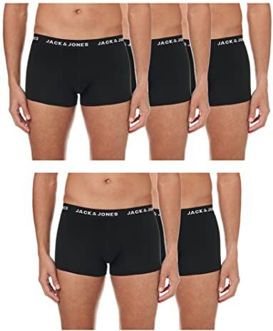 Jack & Jones NOS Jachuey Trunks 5 Pack Noos Boxer, Nero (Black Detail Black & Black), X-Large (Pacco da 5 Uomo