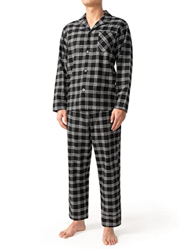 DAVID ARCHY Set pigiama da uomo, con pantaloni da casa, abbigliamento da casa da uomo, traspirante e confortevole, Nero/Bianco, XL