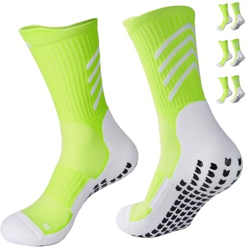 Gogogoal Calzini sportivi da calcio antiscivolo uomo Donna Calzino pantofola Calzini antiscivolo Calzino atletico Escursionismo Basket Corsa 36-45 bianco Verde3 M 3P