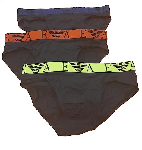 Emporio Armani Men's 3-Pack Bold Monogram Brief Slip Boxer, Black/Black/Black, L (Pacco da 3) Uomo
