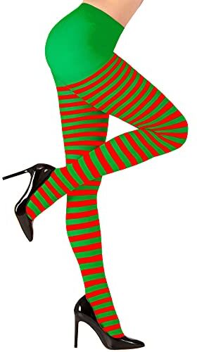 WIDMANN RED/GREEN STRIPED PANTYHOSE" 70DEN (One Size Fits Most Adult)