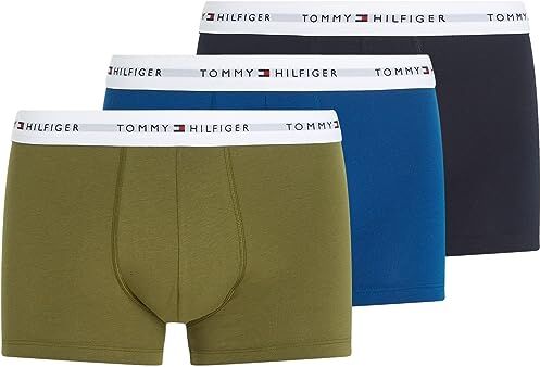 Tommy Hilfiger 3p Trunk, Uomo Boxer, Blu (Dsrt Sky/ Dp Indigo/ Putting Green), S