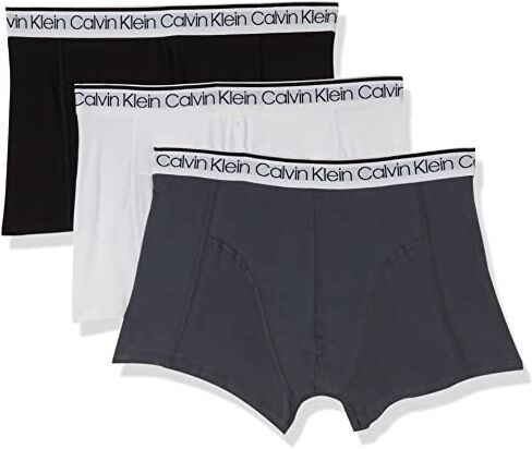 Calvin Klein Boxer Uomo 3 Pack Trunk 3 PK Elasticizzati, Black/White/Turbulence, S [Amazon Exclusive]