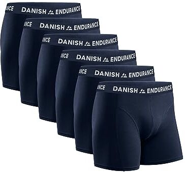 DANISH ENDURANCE 6 Boxer Uomo Cotone Elasticizzato, Boxer Lunghi Comodi, Mutande Intimo Classico, Blu Scuro, XX-Large