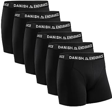 DANISH ENDURANCE 6 Boxer Uomo Cotone Elasticizzato, Boxer Lunghi Comodi, Mutande Intimo Classico, Nero, x-Large