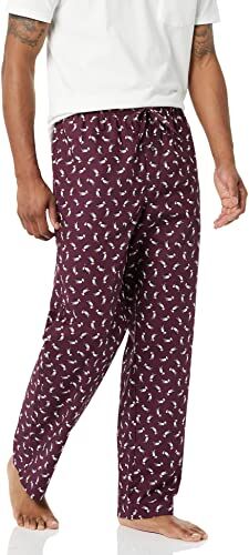 Amazon Essentials Pantaloni del Pigiama in Tessuto con Taglio Dritto Uomo, Bordeaux Pulcinella di Mare, M