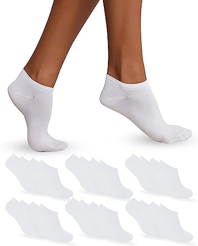 POPYS 12 Paia Calzini corti uomo   Calzini corti donna   calzini donna   calzini uomo   fantasmini uomo   fantasmini donna   Calze uomo e donna (40-44, Bianco Corti)