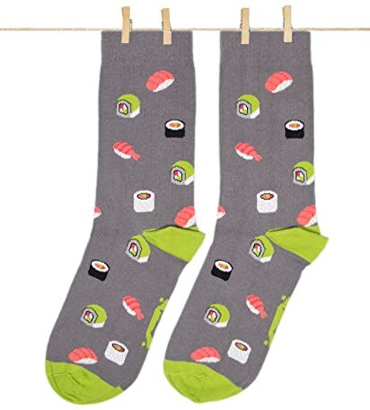 Roits Calze Sushi Grigi Uomo 41-46 Calzini Fantasia Divertenti Disegni Colorati Originali Simpatici Accessori Regalo Nigiri Sashimi