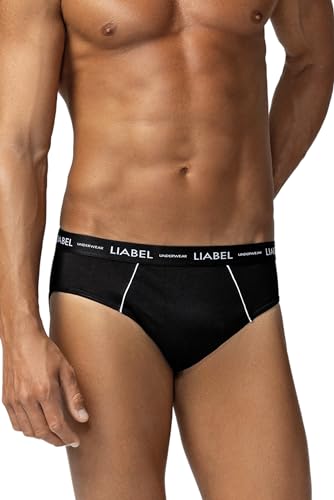 Liabel 4 Slip Uomo Cotone Bianco Nero e Colorati Mutande Uomo Pack con Cuciture Rinforzate Set Intimo Uomo Slip con Elastico Esterno Male Underwear