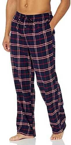 Amazon Essentials Pantaloni del Pigiama in Flanella (Disponibili nelle Taglie Big & Tall) Uomo, Blu Marino Rosso Motivo Scozzese, XXL