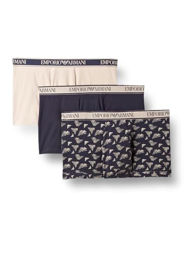 Emporio Armani Underwear Men's 3-Pack Core Logoband Boxer, Uomini, Rope/Print Marine/Marine,