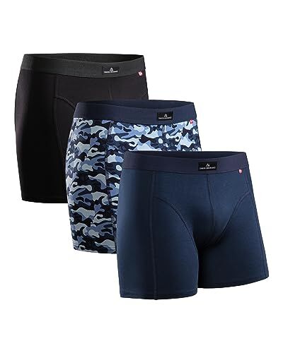 DANISH ENDURANCE 3 Boxer in Cotone Elasticizzato, Mutande Intimo Classico, da Uomo, Multicolore (1x Nero, 1x Blu Militare, 1x Blu Scuro), XXL