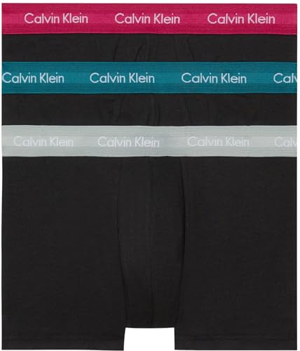 Calvin Klein Pantaloncini Boxer Confezione da 3 Uomo Low Rise Trunks Cotone Elasticizzato, Nero (B- Gry Htr/Chesapeake Bay/Jwl Wbs), XL