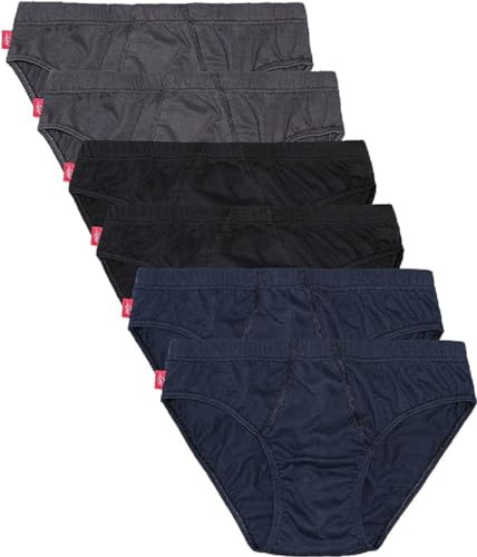 Generico Pacco da 24 Pacco da 12 e Pacco da 6 Slip e Boxer LIABEL Uomo 100% Cotone/Cotone Mercerizzato Colori Foto (4, 6 Slip Assortito)