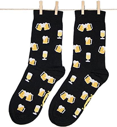 Roits Calze Birra Nero Uomo 41-46 Calzini Fantasia Divertenti Disegni Colorati Originali Simpatici Accessori Regalo Beer