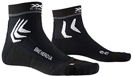 X-Socks Bike Hero Ultra Light Socks Calze da ciclista uomo donna Socks Calze Calzini, Unisex – Adulto, Opal Black/ Arctic White, 42-44