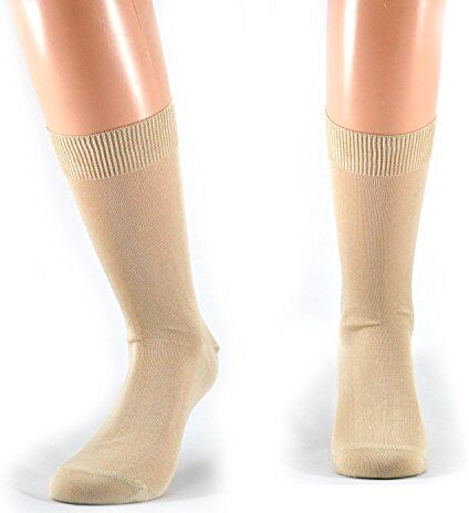 Fontana Calze , 6 paia di calze UOMO corte in 100% Cotone Filo di Scozia. BEIGE TG 39-41,5