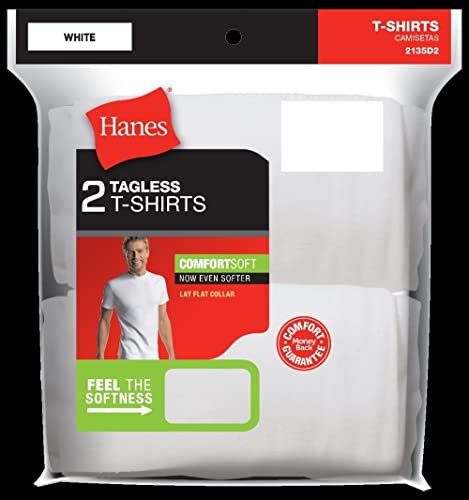 Hanes , T-shirt da uomo, bianco, XL, 2 pezzi