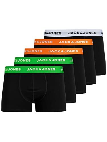 Jack & Jones Uomo JACHUEYS Trunks 5 Pack, White/Shocking Orange, S