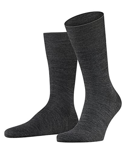 Falke Airport M SO lana cotone tinta unita 1 paio, Calzini Uomo, Grigio (Dark Grey 3070), 41-42