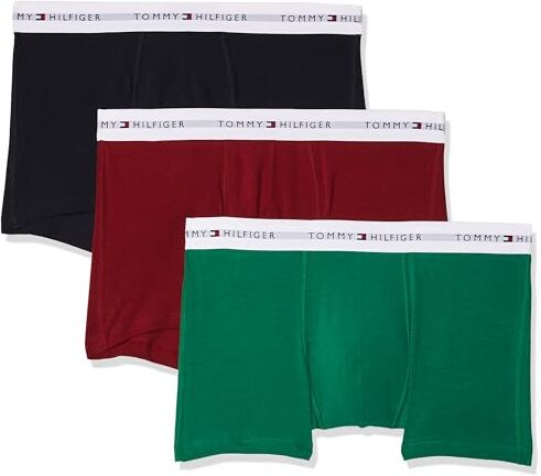 Tommy Hilfiger 3p Trunk, Uomo Boxer, Blu (Rouge/Nouveau Green/Desert Sky), S