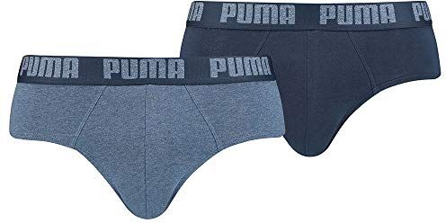 Puma Brief Slip Bikini, Blu (Denim), L (Pacco da 2) Uomo