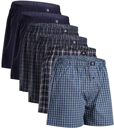 DANISH ENDURANCE 6 Paia Boxer Uomo Cotone Biologico 100% Fantasia, Mutande a Pantaloncino, Comodi, Leggeri e Traspiranti Blu/Grigio Mix XXL